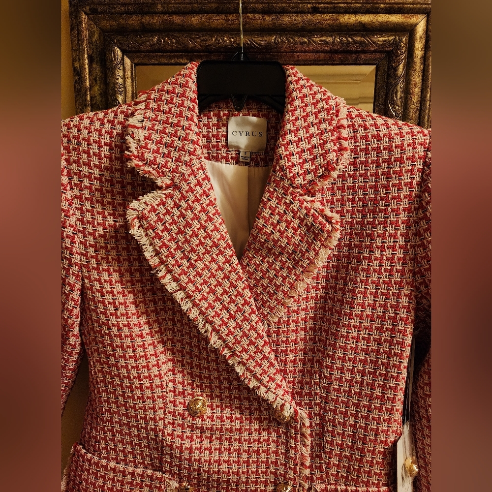 Cyrus red tweed double breasted blazer - Picture 4 of 5